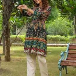Rain and Rainbow Multicolor Printed A Line Kurta image 3