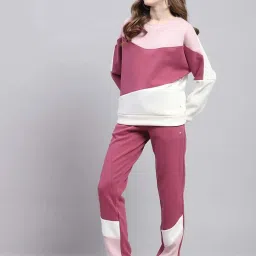 Monte Carlo Pink Regular Fit Colour-Block Tracksuits image 3