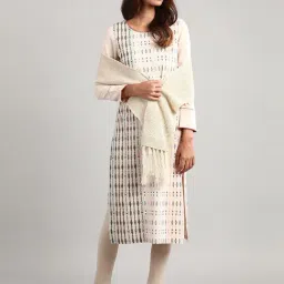 Aurelia Beige Self Design Muffler-18