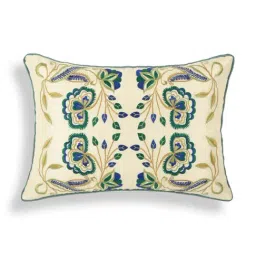 Home4U Krita Beige & Green Poly Dupion Cushion Cover - Set of 1-image-59