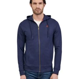 Beverly Hills Polo Club Navy Cotton Regular Fit Hooded Sweatshirt-image-4