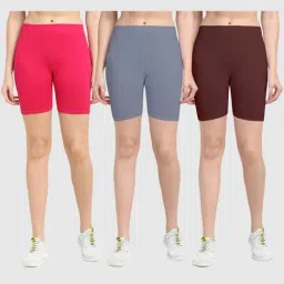 Gracit Pink & Grey Cotton Sports Shorts - Pack Of 3-image-52