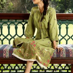 Aurelia Olive A Line Kurta-picture-15