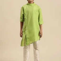 Sanwara Kids Green & White COTTON Kurta Set-image-34