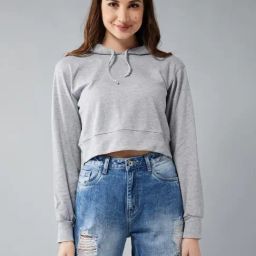 DOLCE CRUDO Grey Regular Fit Hoodie-image-95