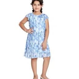 Peppermint Kids Blue & White Printed Dress-picture-46