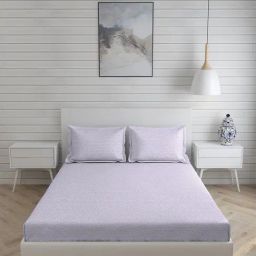 Boutique Living Amethyst Floral Lavender 300 TC Cotton King Bed Sheet with 2 Pillow Covers-image-54