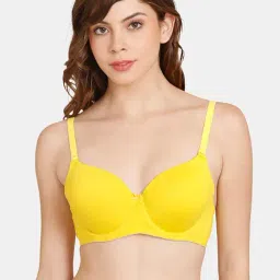 Rosaline by Zivame Yellow Half Coverage Under-Wired T-Shirt Bra-image-22