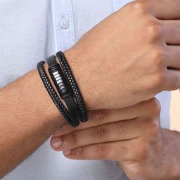 The Roadster Lifestyle Co Men Leather Multistrand Wraparound Bracelet-52