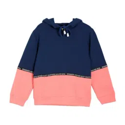Under Fourteen Only Kids Navy & Pink Color Block Full Sleeves Sweatshirt-image-32