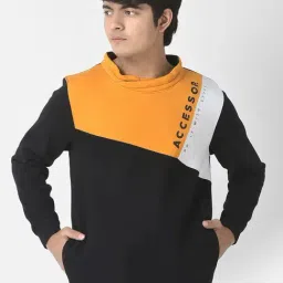 Crimsoune Club Kids Mustard & Black Color Block Full Sleeves Sweatshirt-image-92