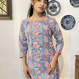 GOODHAND Floral Printed Pure Cotton Kurti-image-23
