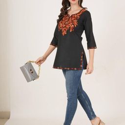 Diktmark Women Cotton Embroidered A-Line Kurta-30