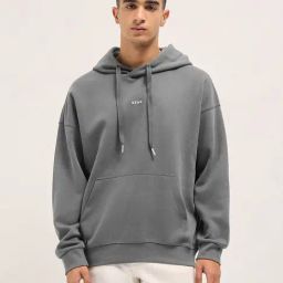The Bear House Grey Relaxed Fit Hoodie-image-50