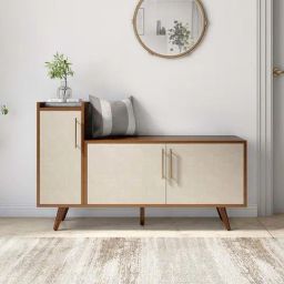 Durian Walnut Brown & White Engineered Wood Shoe Cabinet-7