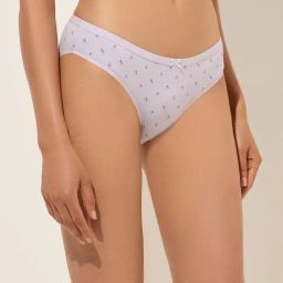 Wunderlove by Westside Lilac Floral Printed Cotton-Blend Bikini Brief-image-64