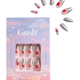 Gush Nailed It Press On Nails Oxidised Silver Stars Kit - Medium Almond-image-72
