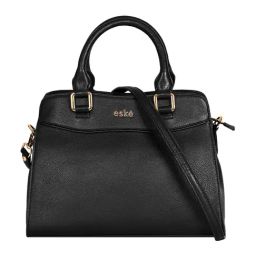 Eske Black Rheta Textured Medium Leather Satchel-image-34