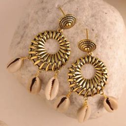 Voylla Gold Woven Wonders Plain Dutch Weave Drop Earrings-picture-41