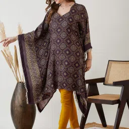 The Kaftan Company Brown Printed A Line Kaftan image 3