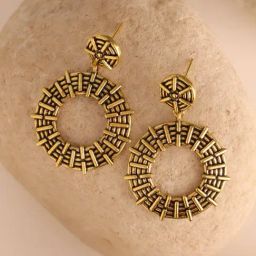 Voylla Gold Woven Wonders Twill Drop Earrings-picture-40