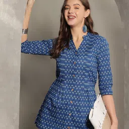 KALINI Floral Printed Cotton Top-image-97