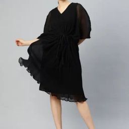 Cottinfab Black Relaxed Fit A Line Dress-image-22