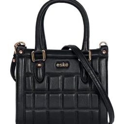 Eske Black Viviana Quilted Medium Leather Satchel-image-48