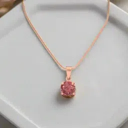 Zavya Single Solitaire Splendor Rose Gold Plated 925 Sterling Silver Women's Pendant With Chain-image-73