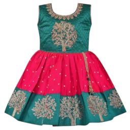 Wish Karo Girls Rani Embroidered Party Dress-image-22