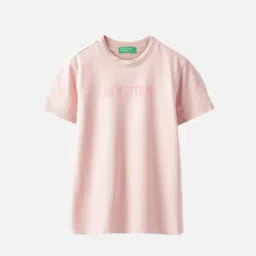 United Colors of Benetton Boys Pink Cotton Logo T-Shirt-picture-24