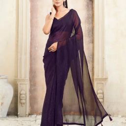 Tikhi Imli Purple Solid Ready To Wear Saree with Unstitched Blouse-image-87