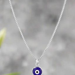 Zavya Divine Evil Eye 925 Sterling Silver Plated Pendant With Chain-image-57