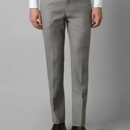 Louis Philippe Grey Slim Fit Textured Trousers-image-79