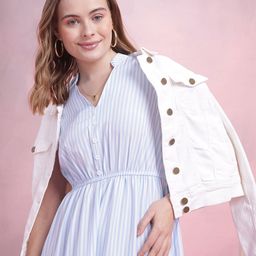DressBerry Striped Tiered Midi A-Line Dress-picture-31
