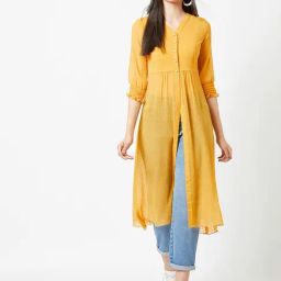 Miss Chase Yellow Self Design Long Top-image-34