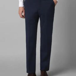 Louis Philippe Navy Slim Fit Textured Trousers-image-51