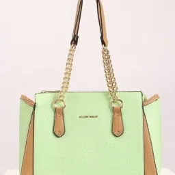 Allen Solly Green Color Block Medium Shoulder Handbag-5