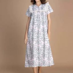 Moomaya White Printed Night Gown-picture-25