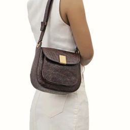 Hidesign EOSS SS 24 Brown Textured Small Shoulder Handbag-image-67