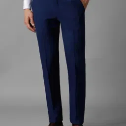 Louis Philippe Navy Slim Fit Striped Trousers-image-55