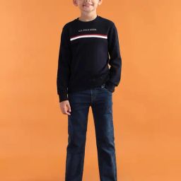 US Polo Kids Boys Navy Cotton Striped Sweatshirt Hoodie-image-52