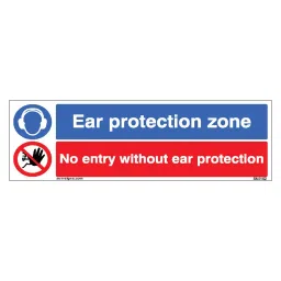 SUNSIGNS Ear Protection Zone, No Entry Without Ear Protection Signages Size 300x100 mm HP Print + Vinyl + Sun Board, SN0162-image-36