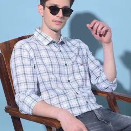 Crimsoune Club White  Slim Fit Checks Shirt-picture-12