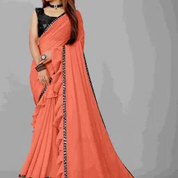 limtd Sequinned Ruffle Pure Georgette Saree-picture-18
