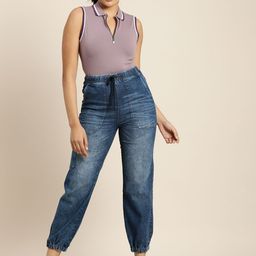 Moda Rapido Women Blue Jogger High-Rise Heavy Fade Stretchable Jeans-image-28