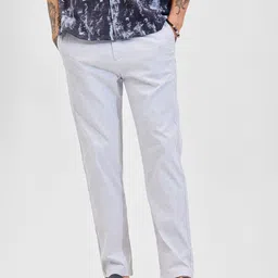 Snitch Men Light Grey Mid-Rise Slim Fit Trouser-image-14