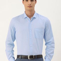 Peter England Men Slim Fit Opaque Checked Formal Shirt-image-47