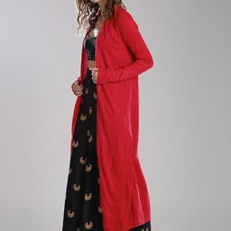 W Red Solid Open Front Shrug image 4