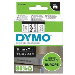 DYMO 6mm x 7m Black Print on Clear Tape Self-Adhesive Labels for Label Printer, ‎S0720770-image-18